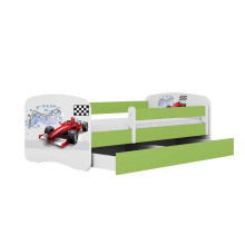 Bed babydreams green formula with drawer with non-flammable mattress 140/70