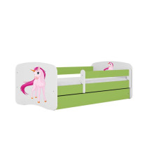 Bed babydreams green unicorn with drawer with non-flammable mattress 140/70