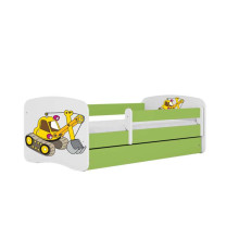 Bed babydreams green digger with drawer with non-flammable mattress 140/70
