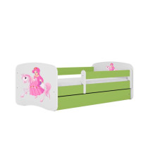 Bed babydreams green princess on horse with drawer with non-flammable mattress 160/80