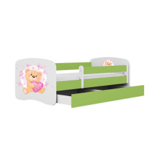 Bed babydreams green teddybear butterflies with drawer with non-flammable mattress 180/80