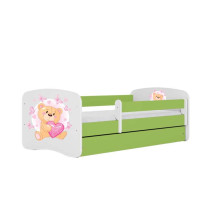 Bed babydreams green teddybear butterflies with drawer with non-flammable mattress 180/80