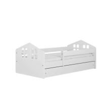 Bed Kacper white with drawer with non-flammable mattress 160/80