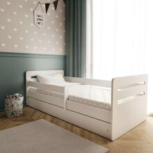 Bed tomi white with drawer with non-flammable mattress 160/80