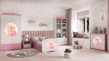 Babydreams bed, pink teddy bear butterflies with drawer, coconut mattress 180/80