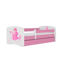 Babydreams bed, pink, princess on a horse, without drawer, latex mattress 140/70