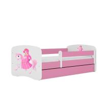 Babydreams bed, pink, princess on a horse, without drawer, coconut mattress, 140/70