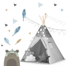 Палатка-типи детская с гирляндой и подсветкой Нукидо - серая со звездами