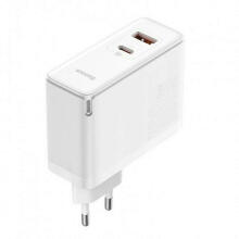Baseus GaN5 Pro, USB-C + USB, 100 Вт + кабель (белый)