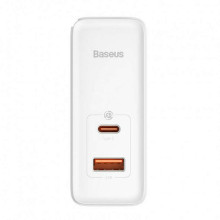 Baseus GaN5 Pro, USB-C + USB, 100 W + kabelis (balts)
