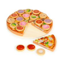 Деревянная пицца для вырезания на липучке для детей, 27 элементов.