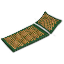 Акупрессурный коврик с подушкой NS-902, зелено-золотой