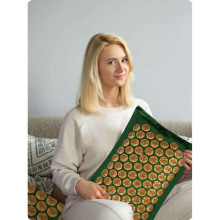 Акупрессурный коврик с подушкой NS-902, зелено-золотой
