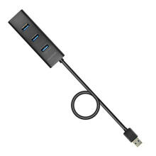 HUE-S2BL Hub: 4-портовый зарядный концентратор USB 3.2 Gen 1, кабель длиной 1,2 м, дополнительный блок питания microUSB