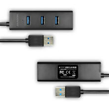 HUE-S2BL Hub: 4-портовый зарядный концентратор USB 3.2 Gen 1, кабель длиной 1,2 м, дополнительный блок питания microUSB
