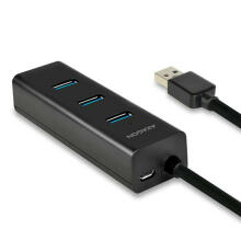 HUE-S2BL Hub: 4-портовый зарядный концентратор USB 3.2 Gen 1, кабель длиной 1,2 м, дополнительный блок питания microUSB