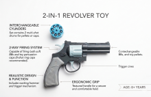 I-Toys Pistol Art.172219 2-in-1 Toy Revolver Blaster with Soft Balls