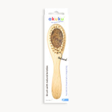 Akuku Wooden Brush Natural Art.A0669  Vaikiškos šukos su natūraliais šereliais