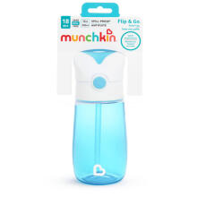 MUNCHKIN gertuvė su šiaudeliu, Flip & Go, Blue, 18 mėn.+, 355 ml, 90327P