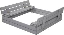 Bebe Basic Wood Sandbox Art.199541 Grey Medinė smėlio dėžė su dangčiu ir suoliuku, 120x120 cm