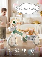 LOL-FUN  Balance Bike Tricycle Art.202896  Детский беговел-велосипед  для детей от 1 года, регулируемый, с корзиной, со съемными педалями
