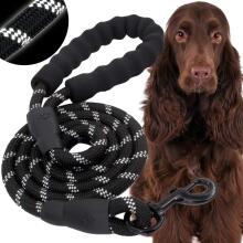 Dog leash Springos PA0332, training leash for dogs up to 50 kg, 5 m, black-white