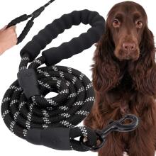Dog leash Springos PA0332, training leash for dogs up to 50 kg, 5 m, black-white