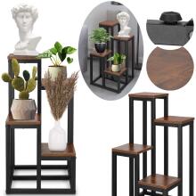 Metal flower stand with 4 shelves Springos GA0209 67.5 cm loft black and brown