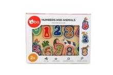 Bo Wooden Puzzle Art.227512 Dėlionė „Skaičiai ir gyvūnai“