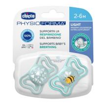 CHICCO 00071037210000 Čiulptukas PHYSIO LIGHT 2-6M sil 2 vnt mėlynas