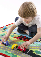„Melissa & Doug Road Rug Art.19400“ vaikų kilimėlis žaidimams 100x91 cm + 4 medinės mašinos