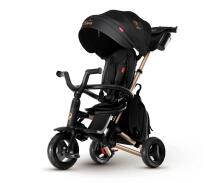 Bebe Basic Nova Gold Art.235558 Black vaikiškas triratukas su rankena, stogu ir pripučiamais ratais