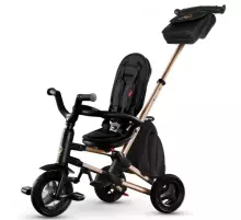 Bebe Basic Nova Gold Art.235558 Black vaikiškas triratukas su rankena, stogu ir pripučiamais ratais