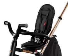 Bebe Basic Nova Gold Art.235558 Black vaikiškas triratukas su rankena, stogu ir pripučiamais ratais
