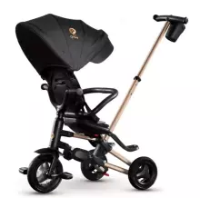 Bebe Basic Nova Gold Art.235558 Black vaikiškas triratukas su rankena, stogu ir pripučiamais ratais