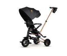 Bebe Basic Nova Gold Art.235558 Black vaikiškas triratukas su rankena, stogu ir pripučiamais ratais