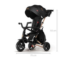 Bebe Basic Nova Gold Art.235558 Black vaikiškas triratukas su rankena, stogu ir pripučiamais ratais