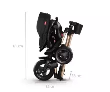 Bebe Basic Nova Gold Art.235558 Black vaikiškas triratukas su rankena, stogu ir pripučiamais ratais