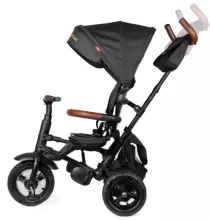 Bebe Basic Rito Deluxe Art.235606 Black vaikiškas triratukas su rankena, stogu ir pripučiamais ratais