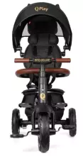 Bebe Basic Rito Deluxe Art.235606 Black vaikiškas triratukas su rankena, stogu ir pripučiamais ratais