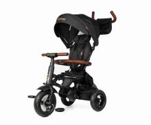 Bebe Basic Rito Deluxe Art.235606 Black vaikiškas triratukas su rankena, stogu ir pripučiamais ratais