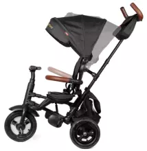 Bebe Basic Rito Deluxe Art.235606 Black vaikiškas triratukas su rankena, stogu ir pripučiamais ratais