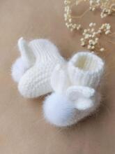 La Bebe™ Lambswool Natural Eco Socks/Booties Art.236526 White Natural wool socks/boots for newborns