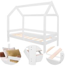 Lovos namelis Springos BD01 WHITE, 160x80 cm, medinė vaikiška lova