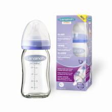 Lansinoh GLASS Feeding Bottle with NaturalWave® Teat  Art.77240 stiklinis maitinimo buteliukas 160 ml + žindukas Natural/Wave