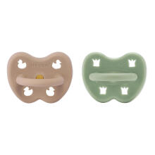 Hevea Natural Rubber Pacifier Round Art.239422 Tan Beige/Moss Green  Anatominis / ortopedinis latekso jaukas 3-36 mėn