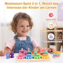 Wooderma Montessori Toy 3 in 1 Art.241381  Деревянный пазл Монтессори