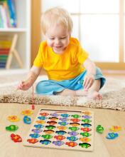 Coogam Magnetic Alphabet Numbers Fishing Game Art.241386 Montessori medinė dėlionė