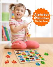 Coogam Magnetic Alphabet Numbers Fishing Game Art.241386 Montessori medinė dėlionė
