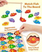 Coogam Magnetic Alphabet Numbers Fishing Game Art.241386 Montessori medinė dėlionė